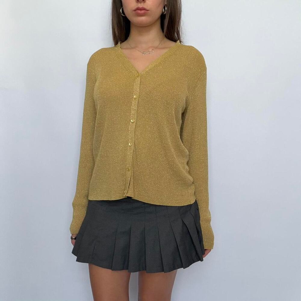 August Silk Gold Sparkly Cardigan Sweater